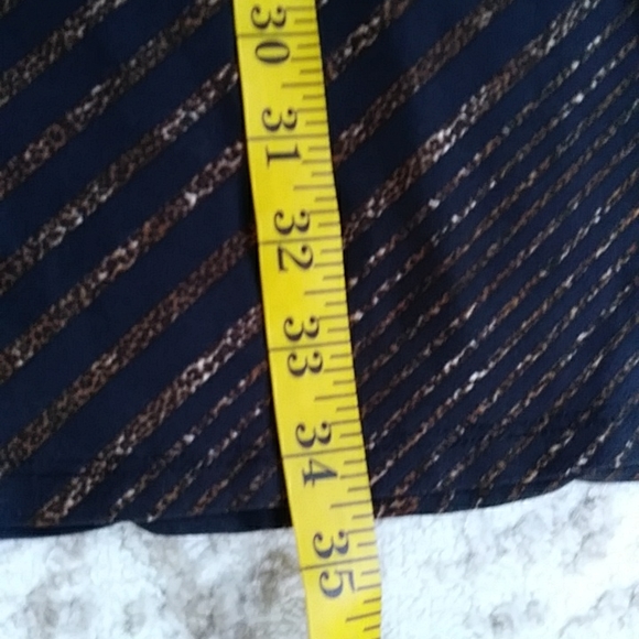 Robert Louis Striped Ruched A-Line Skirt PM Black Brown - Picture 7 of 9